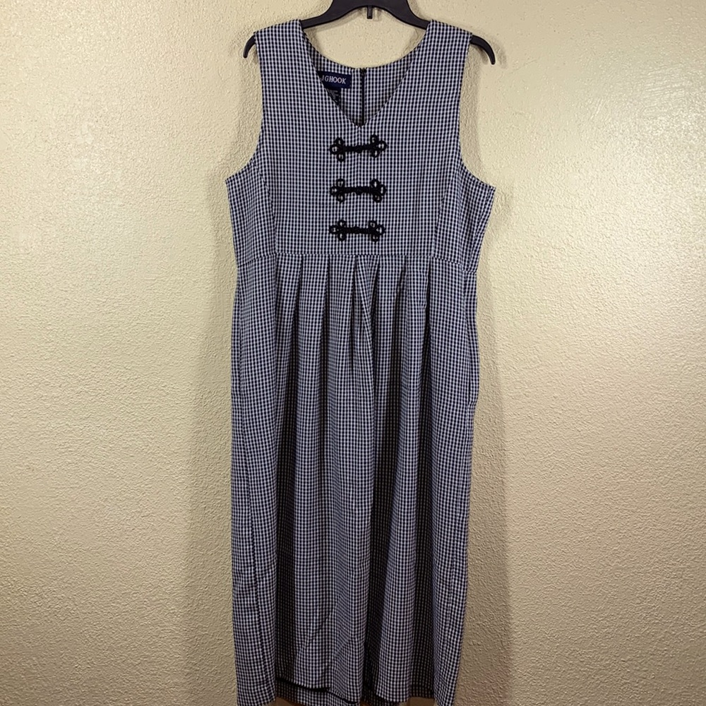 J. G. Hook Gigham Dress Sleeveless Black White 12